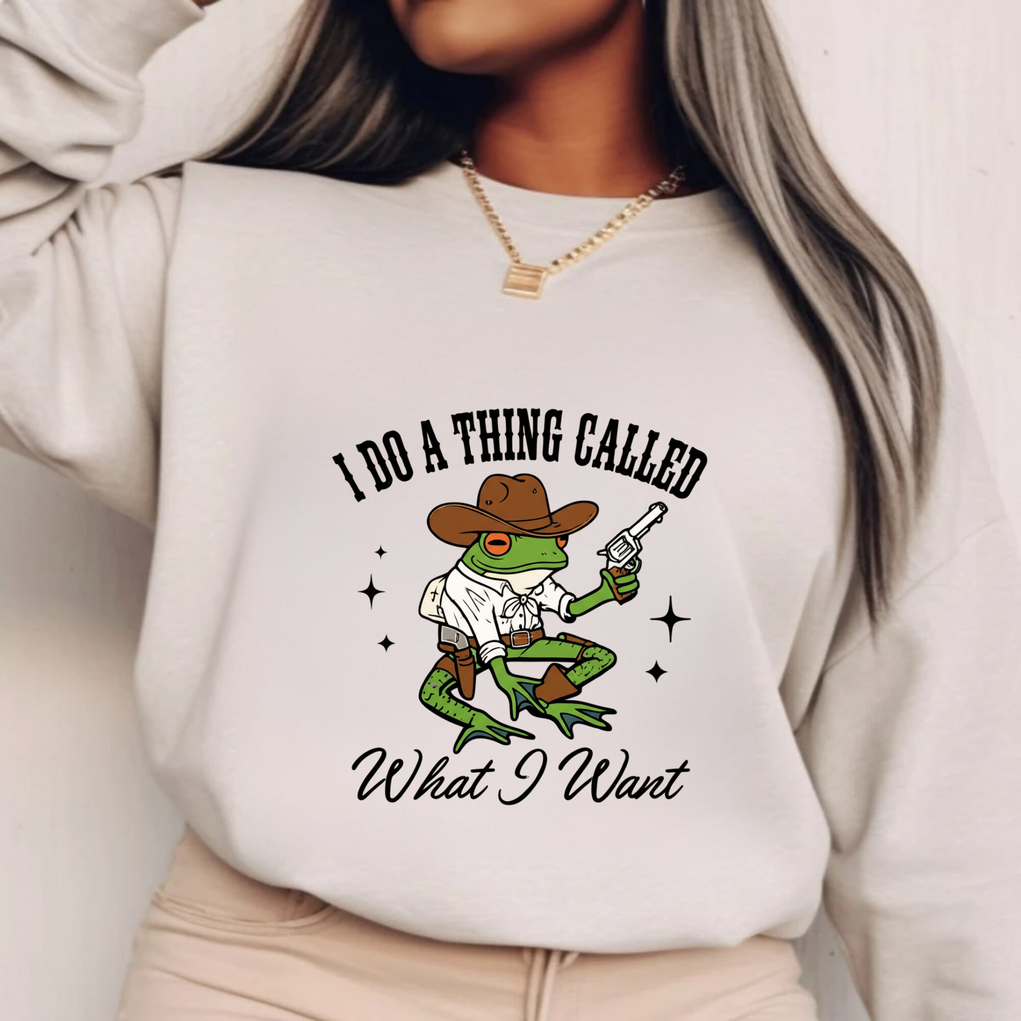 What I Want Frog Cowboy Sweatshirt