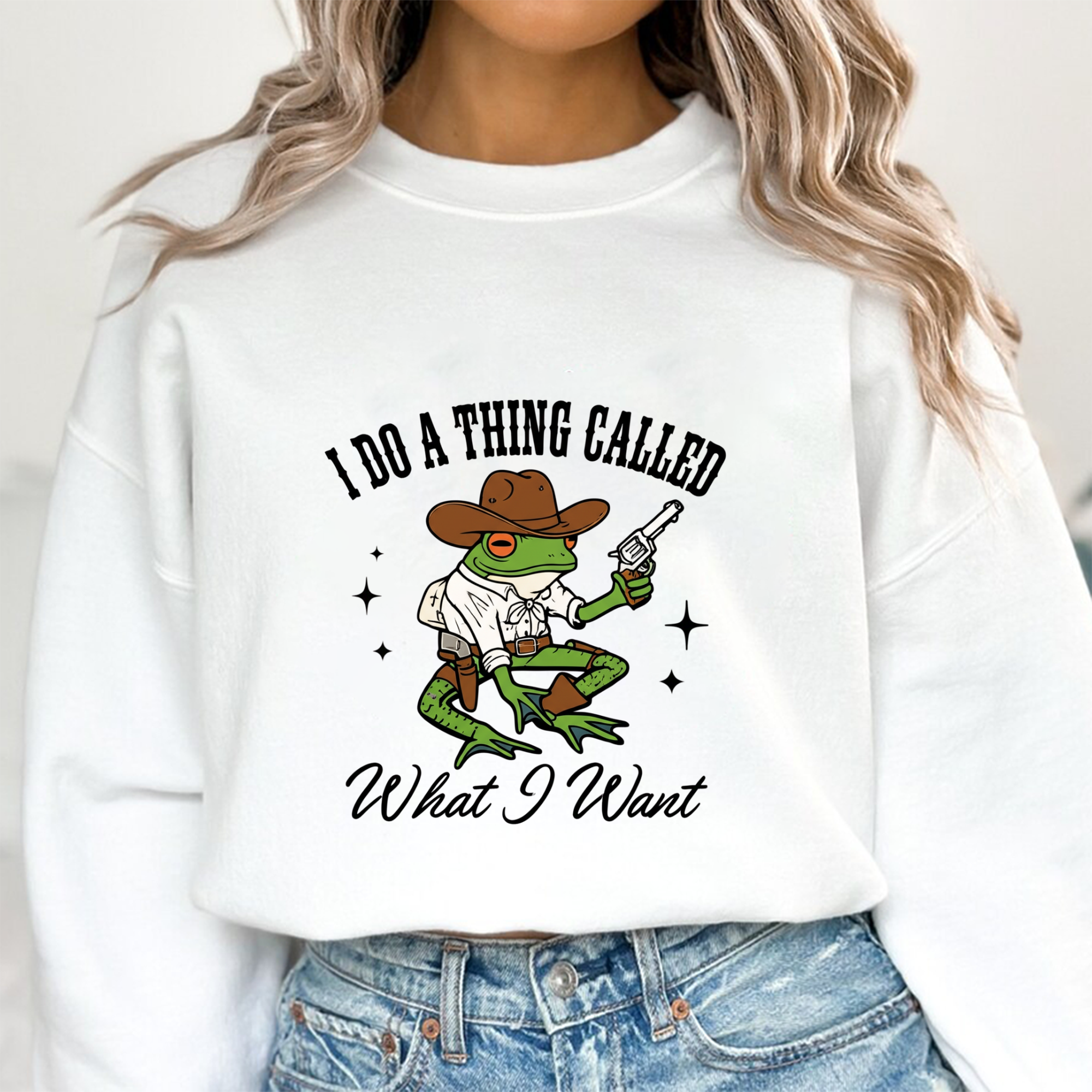 What I Want Frog Cowboy Sweatshirt
